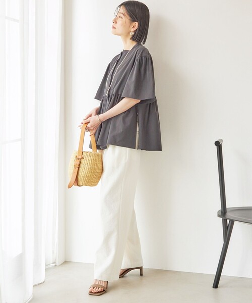 SHIPS（シップス）の「〈接触冷感 / 撥水加工〉TEXBRID(R) タフタ ショート スリーブ 羽織 シャツ（シャツ/ブラウス・レディース・ブラック/オフホワイト/ブラウン・ONE SIZE）」の17枚目の写真