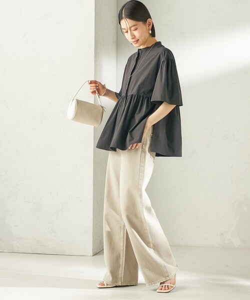 SHIPS（シップス）の「〈接触冷感 / 撥水加工〉TEXBRID(R) タフタ ショート スリーブ 羽織 シャツ（シャツ/ブラウス・レディース・ブラック/オフホワイト/ブラウン・ONE SIZE）」の22枚目の写真
