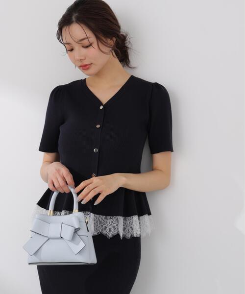 PROPORTION BODY DRESSING（プロポーションボディドレッシング）の「【加藤栞さん着用】レース付きペプラムニットセット / 1216140413（ワンピース・レディース・ピンク/ネイビー/ライトグリーン・MEDIUM/SMALL）」の6枚目の写真