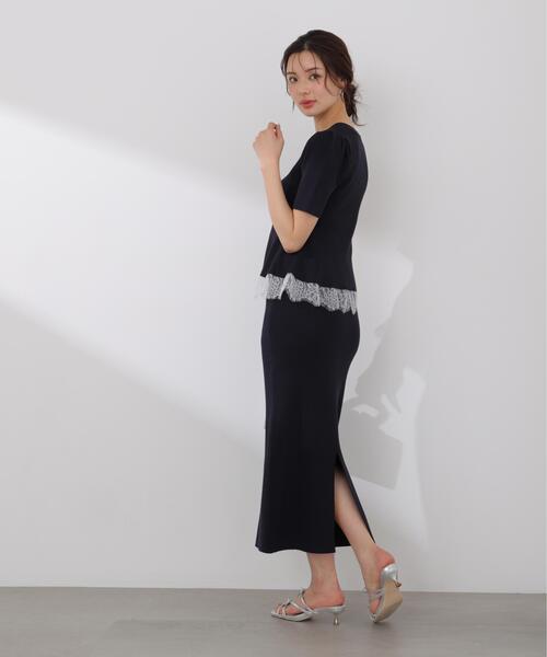 PROPORTION BODY DRESSING（プロポーションボディドレッシング）の「【加藤栞さん着用】レース付きペプラムニットセット / 1216140413（ワンピース・レディース・ピンク/ネイビー/ライトグリーン・MEDIUM/SMALL）」の8枚目の写真