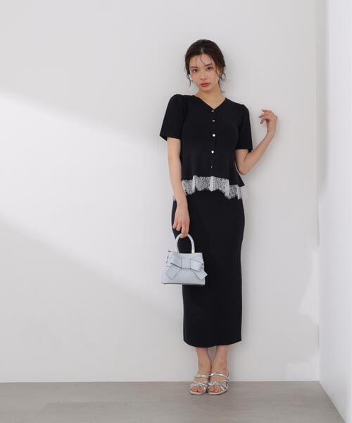 PROPORTION BODY DRESSING（プロポーションボディドレッシング）の「【加藤栞さん着用】レース付きペプラムニットセット / 1216140413（ワンピース・レディース・ピンク/ネイビー/ライトグリーン・MEDIUM/SMALL）」の9枚目の写真