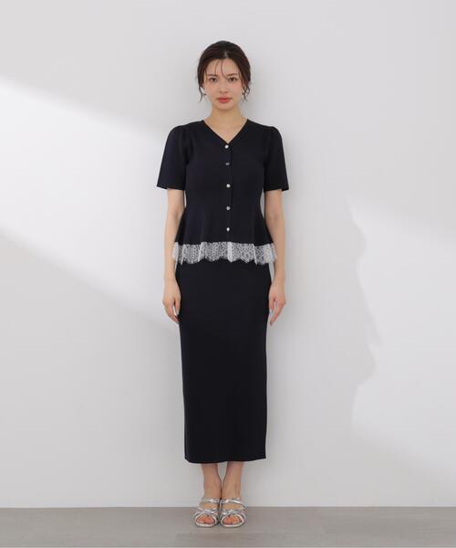 PROPORTION BODY DRESSING（プロポーションボディドレッシング）の「【加藤栞さん着用】レース付きペプラムニットセット / 1216140413（ワンピース・レディース・ピンク/ネイビー/ライトグリーン・MEDIUM/SMALL）」の10枚目の写真