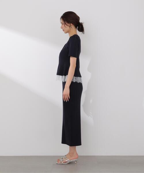 PROPORTION BODY DRESSING（プロポーションボディドレッシング）の「【加藤栞さん着用】レース付きペプラムニットセット / 1216140413（ワンピース・レディース・ピンク/ネイビー/ライトグリーン・MEDIUM/SMALL）」の11枚目の写真