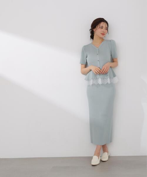 PROPORTION BODY DRESSING(プロポーションボディドレッシング)の「【加藤栞さん着用】レース付きペプラムニットセット / 1216140413(ワンピース・レディース・ピンク/ネイビー/ライトグリーン・MEDIUM/SMALL)」の9枚目の写真
