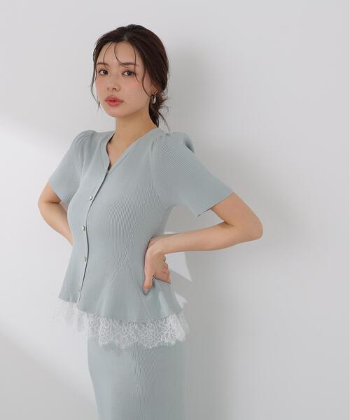 PROPORTION BODY DRESSING（プロポーションボディドレッシング）の「【加藤栞さん着用】レース付きペプラムニットセット / 1216140413（ワンピース・レディース・ピンク/ネイビー/ライトグリーン・MEDIUM/SMALL）」の17枚目の写真