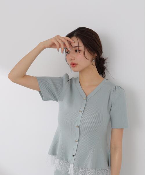 PROPORTION BODY DRESSING（プロポーションボディドレッシング）の「【加藤栞さん着用】レース付きペプラムニットセット / 1216140413（ワンピース・レディース・ピンク/ネイビー/ライトグリーン・MEDIUM/SMALL）」の21枚目の写真