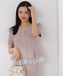 PROPORTION BODY DRESSING（プロポーションボディドレッシング）の「レース付きペプラムニットセット / 1216140413（ワンピース）」