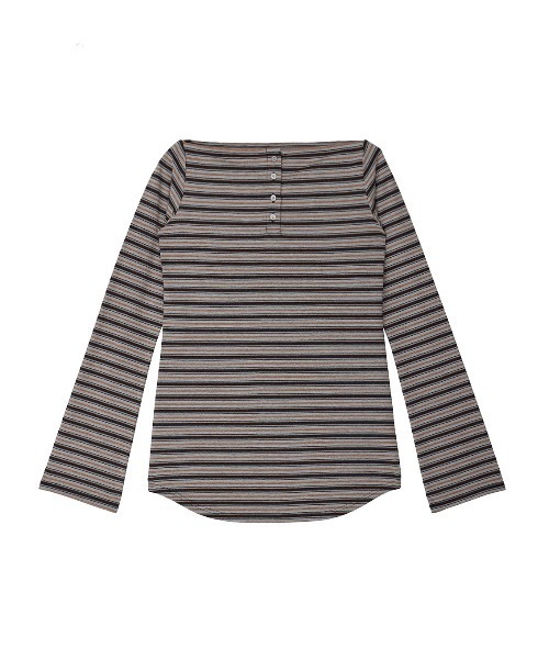 Ameri(アメリ)の「COLORFUL BORDER L/S TOP(Tシャツ/カットソー・レディース・アイボリー/ベージュ/グレー・FREE)」の22枚目の写真