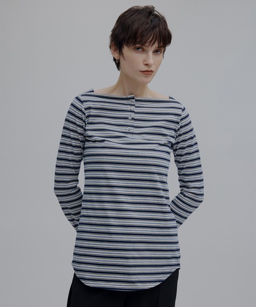 Ameri(アメリ)の「COLORFUL BORDER L/S TOP(Tシャツ/カットソー・レディース・アイボリー/ベージュ/グレー・FREE)」の7枚目の写真