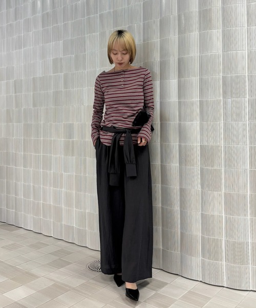 Ameri(アメリ)の「COLORFUL BORDER L/S TOP(Tシャツ/カットソー・レディース・アイボリー/ベージュ/グレー・FREE)」の19枚目の写真