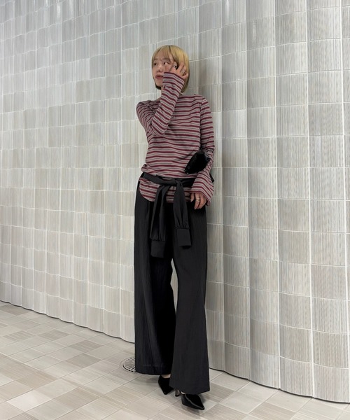 Ameri(アメリ)の「COLORFUL BORDER L/S TOP(Tシャツ/カットソー・レディース・アイボリー/ベージュ/グレー・FREE)」の20枚目の写真