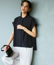 CROSS FUNCTION（クロスファンクション）の「《防シワ》サマナチュラリュクス バンドカラーブラウス【CROSS FUNCTION/クロスファンクション】（シャツ/ブラウス）」