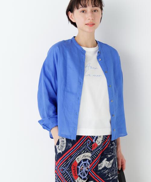 human woman(ヒューマンウーマン)の「◆【名品/ウォッシャブル/4カラー展開】ラミーボザムシャツブラウス(シャツ/ブラウス・レディース・ベージュ系その他2/ピンク/ネイビー/ブルー・MEDIUM)」の9枚目の写真
