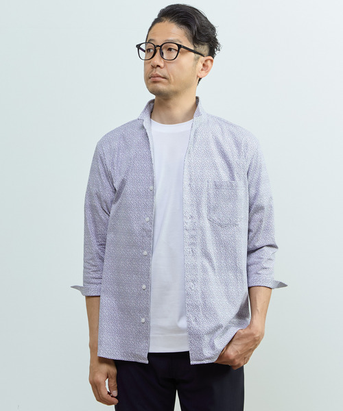 MEN'S MELROSE(メンズメルローズ)の「ストレッチフィット ワンピースカラー 七分袖シャツ(シャツ/ブラウス・メンズ・ホワイト系その他/ライトグレー/ネイビー・2/3/4)」の20枚目の写真