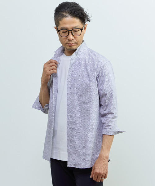 MEN'S MELROSE(メンズメルローズ)の「ストレッチフィット ワンピースカラー 七分袖シャツ(シャツ/ブラウス・メンズ・ホワイト系その他/ライトグレー/ネイビー・2/3/4)」の21枚目の写真