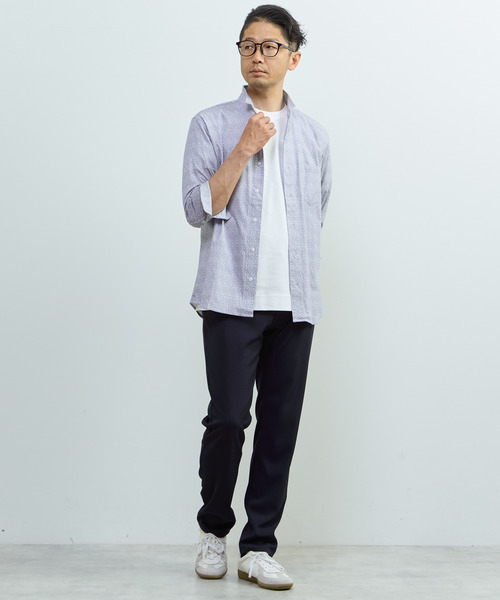 MEN'S MELROSE(メンズメルローズ)の「ストレッチフィット ワンピースカラー 七分袖シャツ(シャツ/ブラウス・メンズ・ホワイト系その他/ライトグレー/ネイビー・2/3/4)」の22枚目の写真