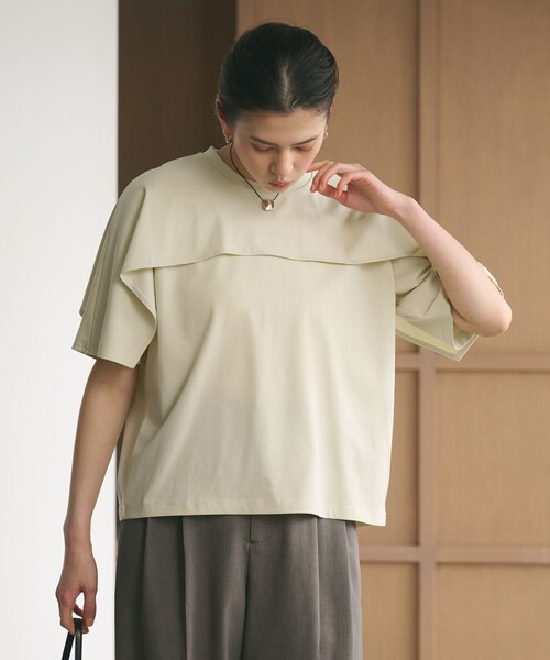 BEAUTY&YOUTH UNITED ARROWS(ビューティーアンドユースユナイテッドアローズ)の「【WEB限定 Wardrobe DAILY MINIMAL】ケープフリル ショートスリーブプルオーバー UVカット 接触冷感(Tシャツ/カットソー・レディース・ホワイト/ロイヤルブルー/ベージュ/ダークグレー・FREE)」の1枚目の写真