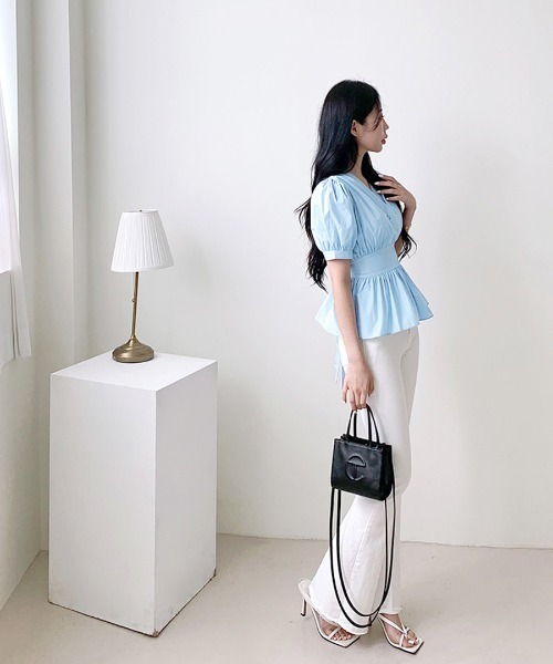 REMUR(レミュール)の「カシュクール風ペプラムブラウス(シャツ/ブラウス・レディース・アイボリー/サックスブルー/ホワイト・FREE)」の21枚目の写真