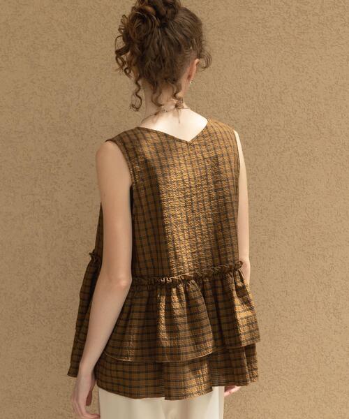 URBAN RESEARCH Sonny Label(アーバンリサーチサニーレーベル)の「サッカーチェックペプラムベストブラウス(シャツ/ブラウス・レディース・ブラウン/ブラック/チャコールグレー・FREE)」の9枚目の写真