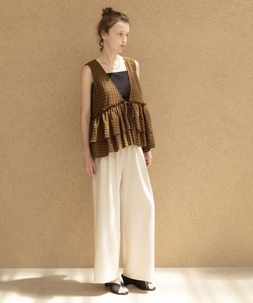 URBAN RESEARCH Sonny Label(アーバンリサーチサニーレーベル)の「サッカーチェックペプラムベストブラウス(シャツ/ブラウス・レディース・ブラウン/ブラック/チャコールグレー・FREE)」の10枚目の写真