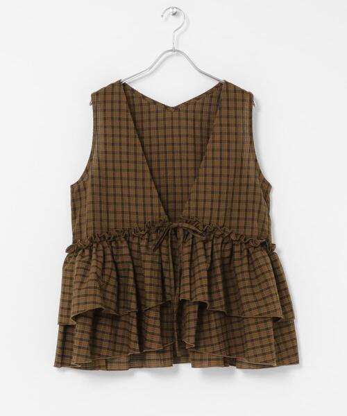 URBAN RESEARCH Sonny Label(アーバンリサーチサニーレーベル)の「サッカーチェックペプラムベストブラウス(シャツ/ブラウス・レディース・ブラウン/ブラック/チャコールグレー・FREE)」の14枚目の写真