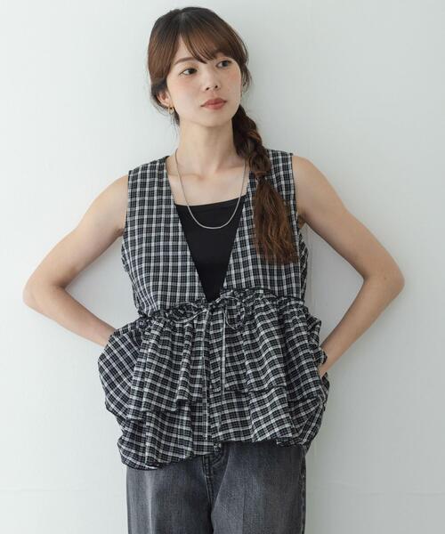 URBAN RESEARCH Sonny Label(アーバンリサーチサニーレーベル)の「サッカーチェックペプラムベストブラウス(シャツ/ブラウス・レディース・ブラウン/ブラック/チャコールグレー・FREE)」の17枚目の写真