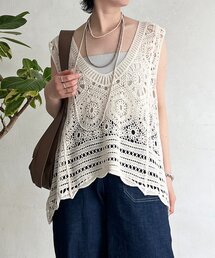 un dix cors | クロシェベスト(ニット/セーター)