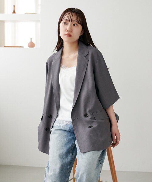DISCOAT（ディスコート）の「ライトテックリネン半袖シャツジャケット（シャツ/ブラウス・レディース・グレー系その他/ライトベージュ/チャコールグレー/グレー/ライトグレー/ブラウン/グレイッシュベージュ・FREE）」の8枚目の写真