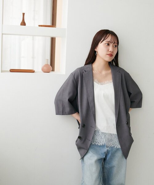 DISCOAT（ディスコート）の「ライトテックリネン半袖シャツジャケット（シャツ/ブラウス・レディース・グレー系その他/ライトベージュ/チャコールグレー/グレー/ライトグレー/ブラウン/グレイッシュベージュ・FREE）」の9枚目の写真