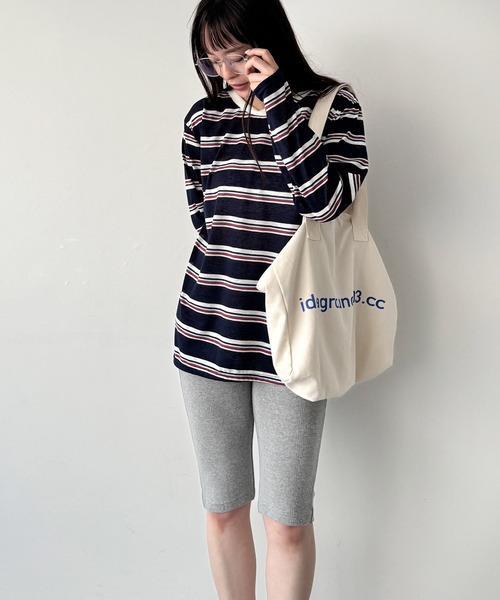 CANAL JEAN（キャナルジーン）の「Miller　パネルリブハーフレギンス（レギンス/スパッツ・レディース・ブラック/ヘザーグレー・ONE SIZE）」の2枚目の写真