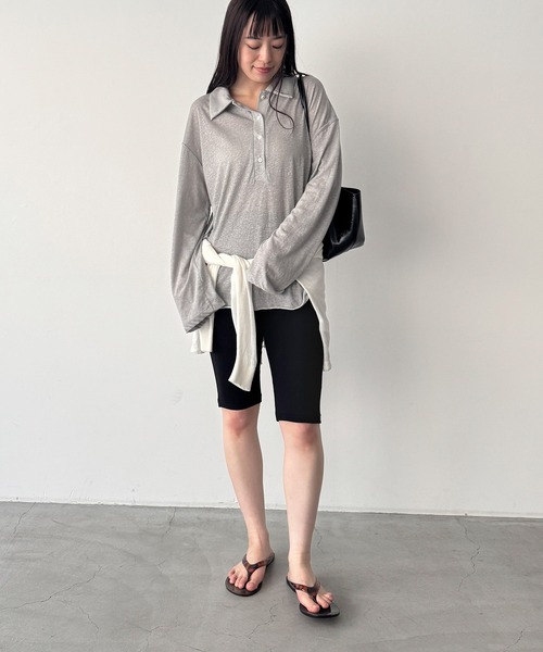 CANAL JEAN（キャナルジーン）の「Miller　パネルリブハーフレギンス（レギンス/スパッツ・レディース・ブラック/ヘザーグレー・ONE SIZE）」の6枚目の写真