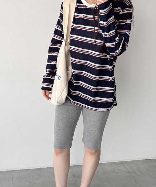 CANAL JEAN（キャナルジーン）の「Miller　パネルリブハーフレギンス（レギンス/スパッツ・レディース・ブラック/ヘザーグレー・ONE SIZE）」の7枚目の写真