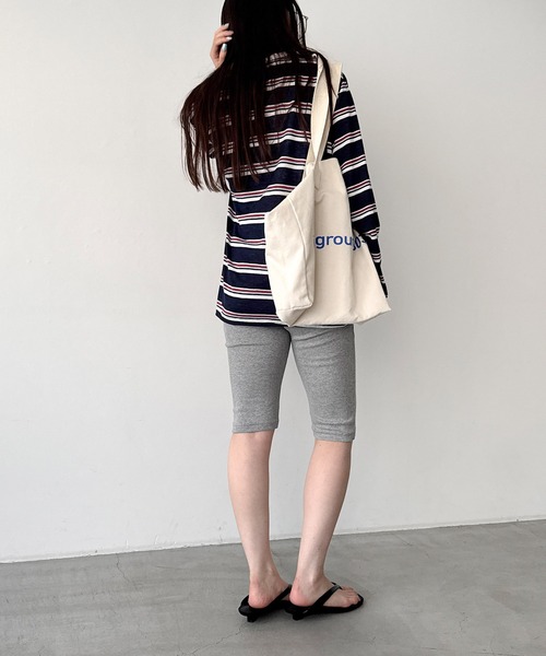 CANAL JEAN（キャナルジーン）の「Miller　パネルリブハーフレギンス（レギンス/スパッツ・レディース・ブラック/ヘザーグレー・ONE SIZE）」の8枚目の写真