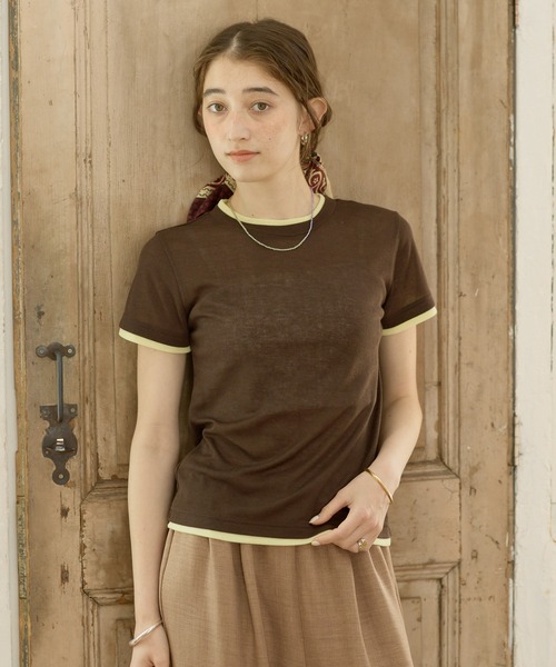 GEORGE'S（ジョージズ）の「レイヤードTシャツ（Tシャツ/カットソー・レディース・ベージュ/ブルー/ブラック/ブラウン/レッド・FREE）」の2枚目の写真