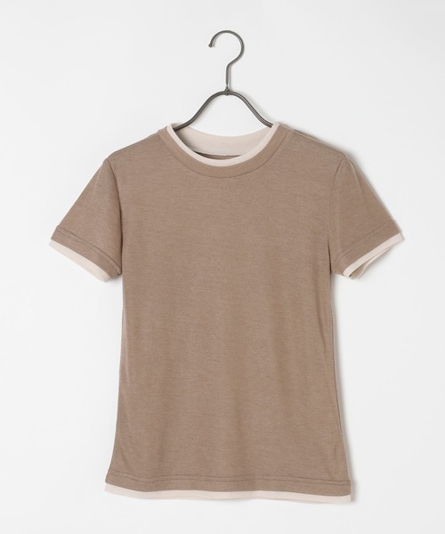 GEORGE'S（ジョージズ）の「レイヤードTシャツ（Tシャツ/カットソー・レディース・ベージュ/ブルー/ブラック/ブラウン/レッド・FREE）」の19枚目の写真