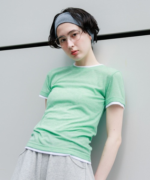 GEORGE'S（ジョージズ）の「レイヤードTシャツ（Tシャツ/カットソー・レディース・ベージュ/ブルー/ブラック/ブラウン/レッド・FREE）」の7枚目の写真