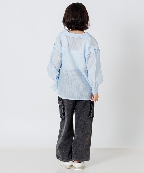 algy(アルジー)の「カットデニムラインパンツ(デニムパンツ・キッズ・サックスブルー/グレー・130/140/150/160)」の4枚目の写真