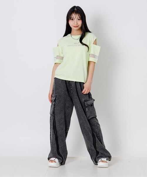 algy(アルジー)の「カットデニムラインパンツ(デニムパンツ・キッズ・サックスブルー/グレー・130/140/150/160)」の5枚目の写真