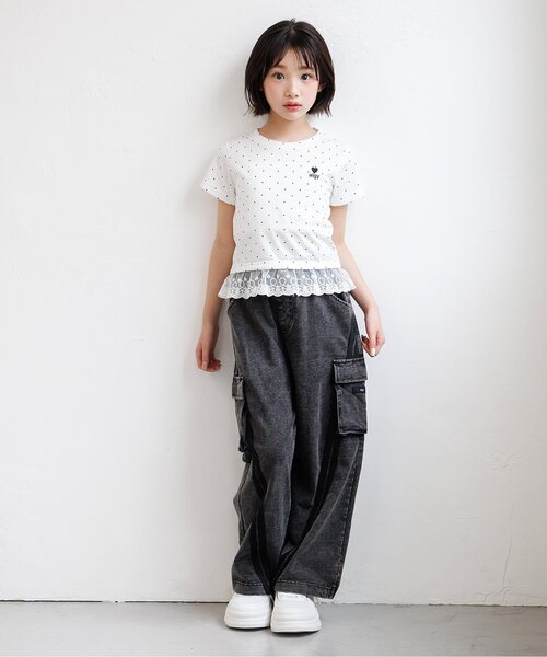 algy(アルジー)の「カットデニムラインパンツ(デニムパンツ・キッズ・サックスブルー/グレー・130/140/150/160)」の9枚目の写真