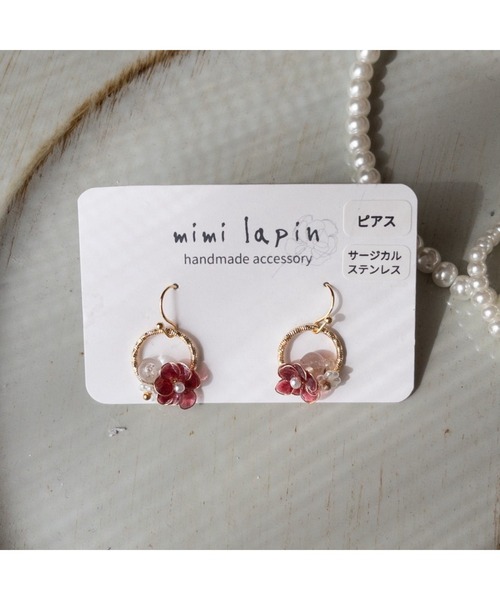 tone(トーン)の「【mimi lapin】揺れる小さなフラワーリースピアス(MA)(ピアス(両耳用)・レディース・ブルー/オレンジ/レッド・FREE)」の2枚目の写真