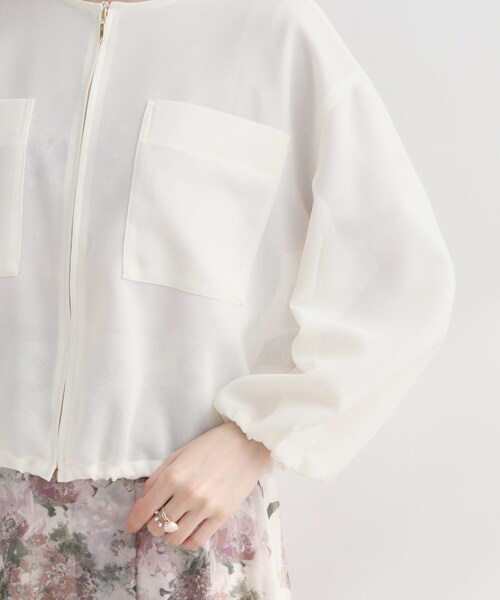 couture brooch（クチュールブローチ）の「【洗濯機可】シアーメッシュ ブルゾン（ブルゾン・レディース・ブラック/グレー/オフホワイト・42/40/38/36）」の5枚目の写真