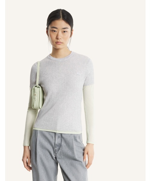 Maison Kitsune(メゾンキツネ)の「BABY FOX FINE RIB KNITTED TEE-SHIRT(Tシャツ/カットソー・レディース・ライトグレー・M/S/XS/L)」の6枚目の写真