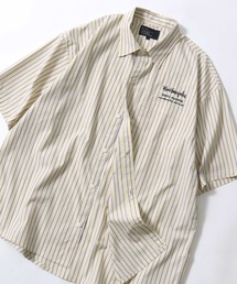 Mark Gonzales | MARK GONZALES ARTWORK COLLECTION/マークゴンザレス 別注 ビッグシルエット ワンポイント刺繍 オンブレチェック ブロード ストライプ 半袖シャツ(シャツ/ブラウス)