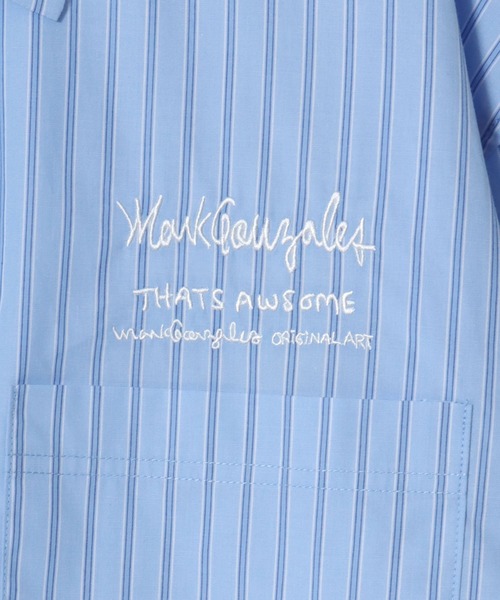 Mark Gonzales(マーク・ゴンザレス)の「MARK GONZALES ARTWORK COLLECTION/マークゴンザレス 別注 ビッグシルエット ワンポイント刺繍 オンブレチェック ブロード ストライプ 半袖シャツ(シャツ/ブラウス・メンズ・ブラック系その他/ブルー系その他/ホワイト系その他/ブルー系その他2/グレー系その他/イエロー系その他・M/XL/L)」の15枚目の写真