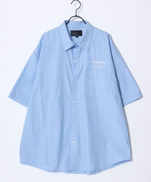 Mark Gonzales(マーク・ゴンザレス)の「MARK GONZALES ARTWORK COLLECTION/マークゴンザレス 別注 ビッグシルエット ワンポイント刺繍 オンブレチェック ブロード ストライプ 半袖シャツ(シャツ/ブラウス・メンズ・ブラック系その他/ブルー系その他/ホワイト系その他/ブルー系その他2/グレー系その他/イエロー系その他・M/XL/L)」の8枚目の写真