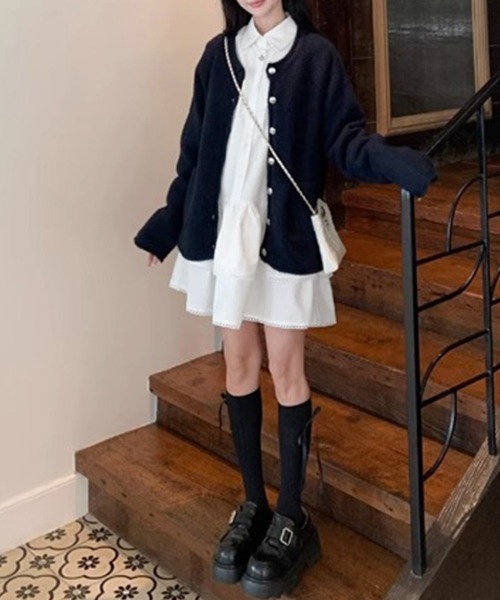 Miniministore（ミニミニストア）の「ティアードチュニックシャツワンピース長袖（シャツワンピース・レディース・ホワイト・M/XL/L）」の12枚目の写真