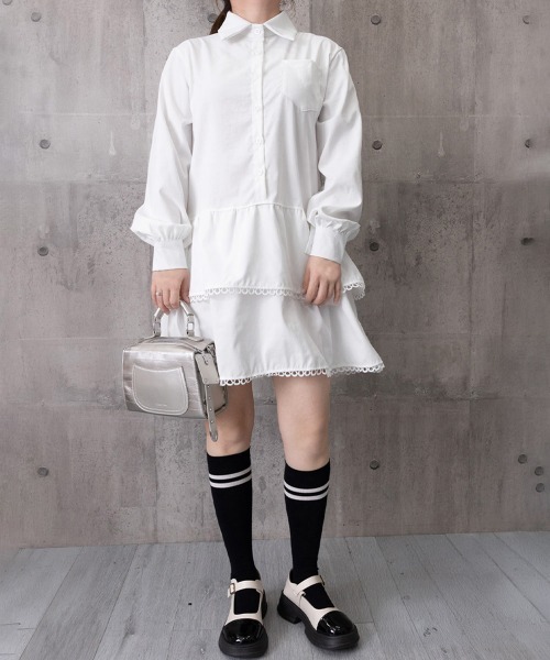 Miniministore(ミニミニストア)の「ティアードチュニックシャツワンピース長袖(シャツワンピース・レディース・ホワイト・M/XL/L)」の15枚目の写真