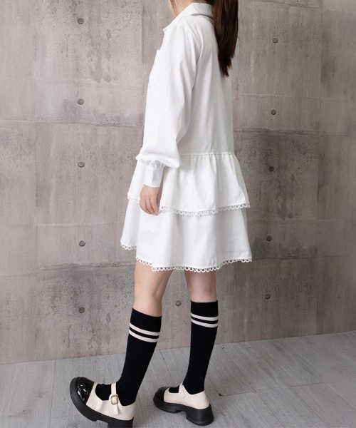 Miniministore(ミニミニストア)の「ティアードチュニックシャツワンピース長袖(シャツワンピース・レディース・ホワイト・M/XL/L)」の16枚目の写真