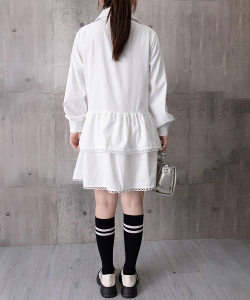 Miniministore(ミニミニストア)の「ティアードチュニックシャツワンピース長袖(シャツワンピース・レディース・ホワイト・M/XL/L)」の17枚目の写真