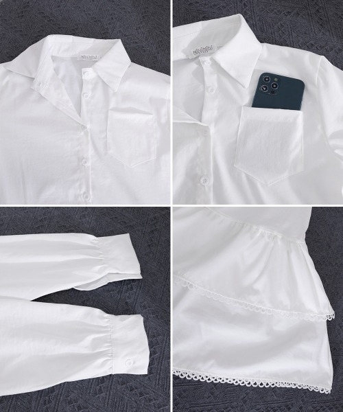 Miniministore(ミニミニストア)の「ティアードチュニックシャツワンピース長袖(シャツワンピース・レディース・ホワイト・M/XL/L)」の20枚目の写真